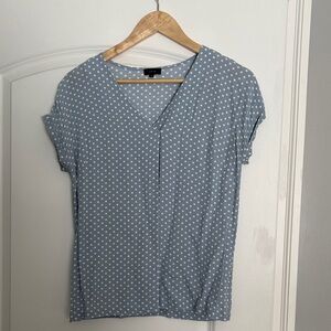 Chic Light Blue Polka Dot Blouse